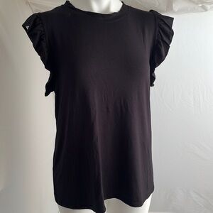 Alyssa Thomas black flutter sleeve top